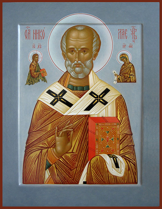 St.Nicholas of Myra, 2010, 32.5 x 43 cm, wooden panel, gesso, egg tempera, gold leafs, lacque.